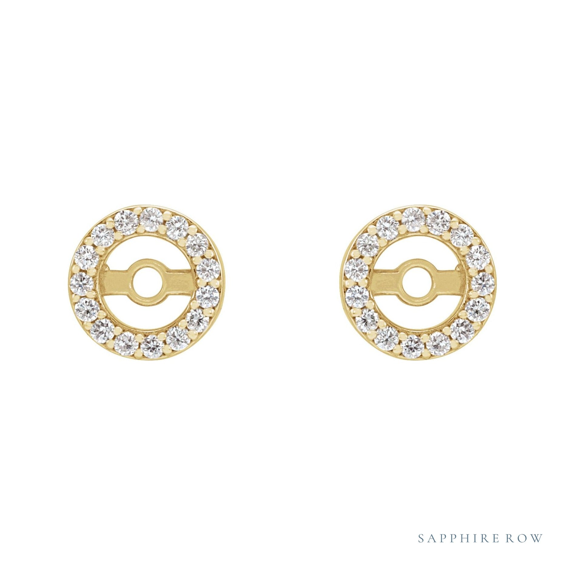 Sapphire Row Natural Diamond Halo Jacket Earrings - 14K Yellow Gold, 3.6 mm (view 2)