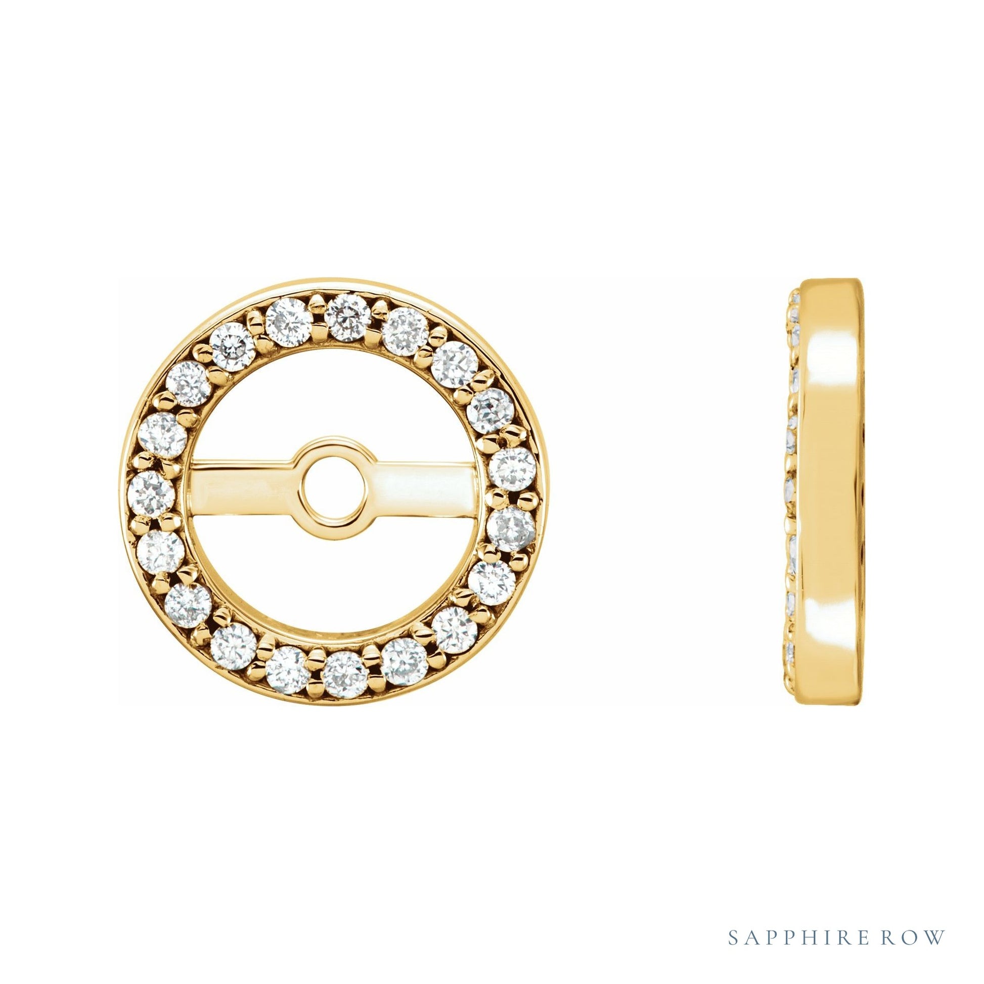 Sapphire Row Natural Diamond Halo Jacket Earrings - 14K Yellow Gold, 4.6 mm