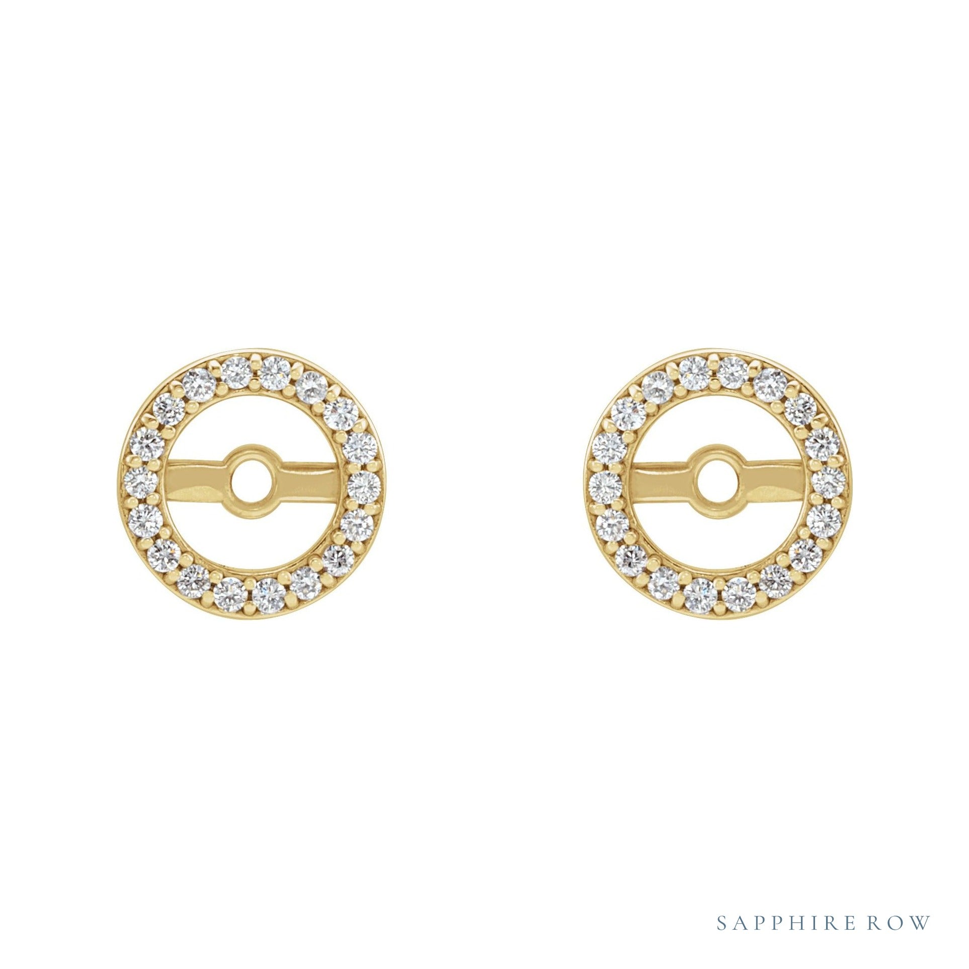 Sapphire Row Natural Diamond Halo Jacket Earrings - 14K Yellow Gold, 4.6 mm (view 2)