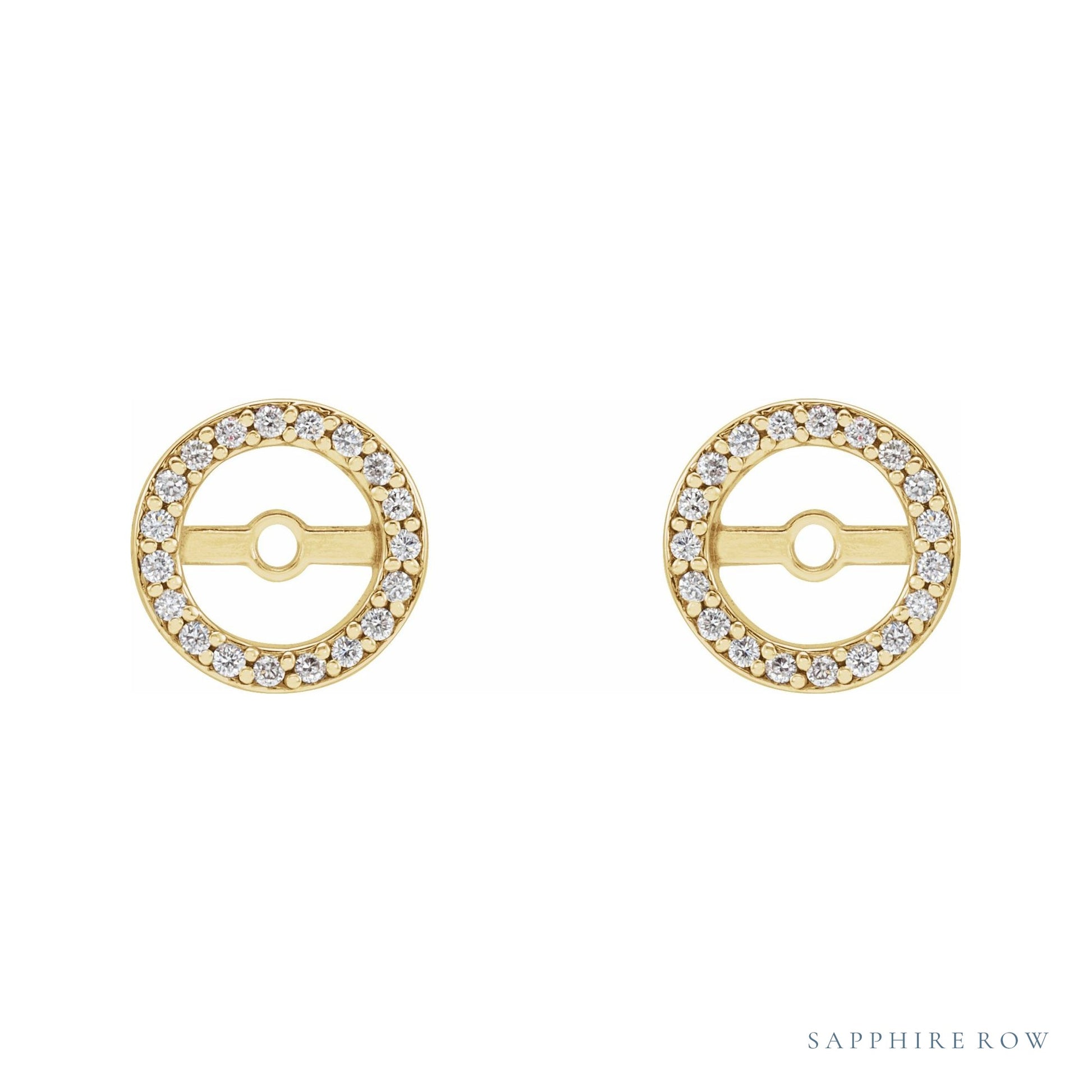 Sapphire Row Natural Diamond Halo Jacket Earrings - 14K Yellow Gold, 5.3 mm (view 2)