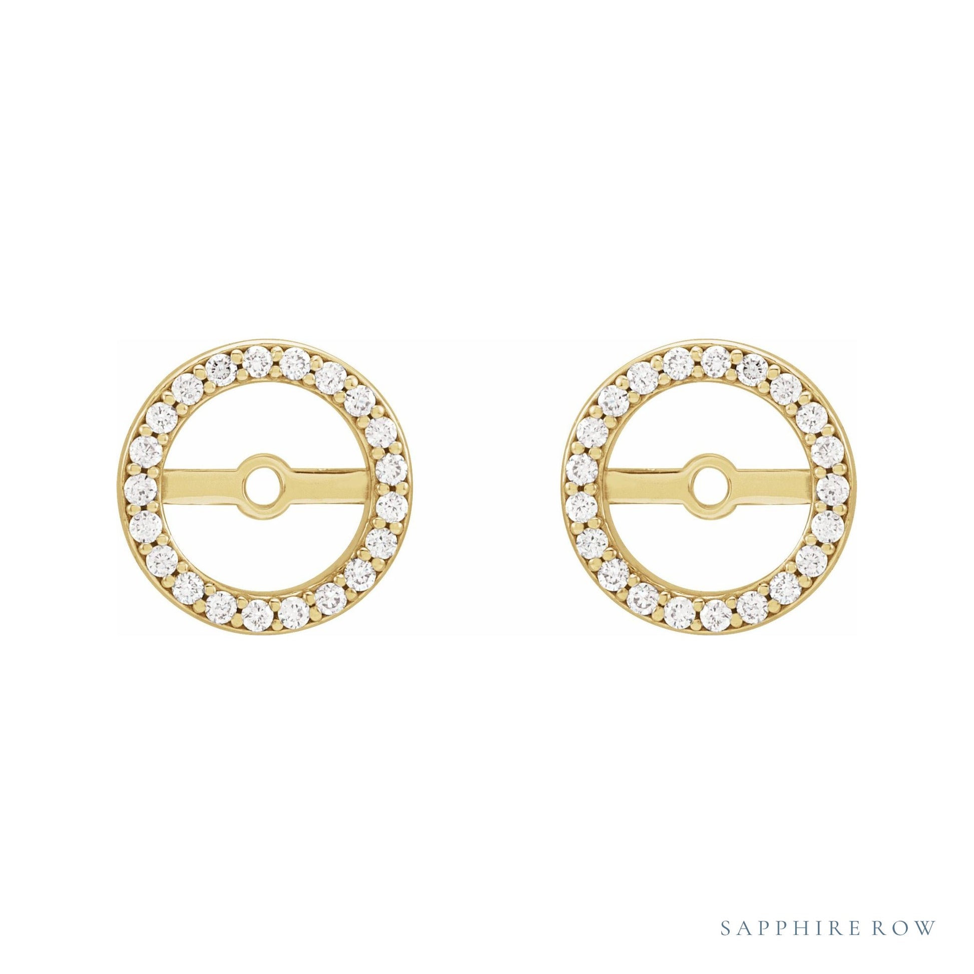 Sapphire Row Natural Diamond Halo Jacket Earrings - 14K Yellow Gold, 6.1 mm (view 2)