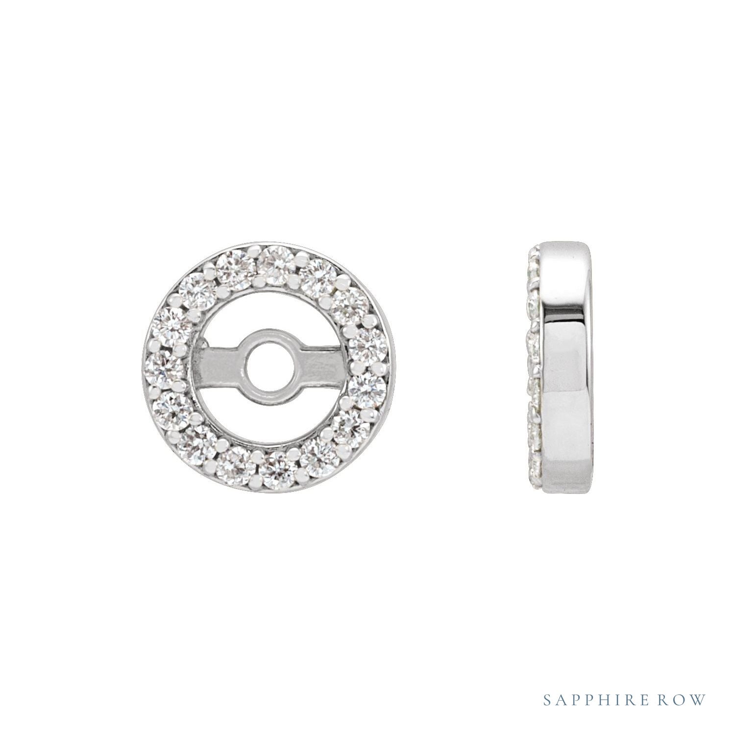 Sapphire Row Natural Diamond Halo Jacket Earrings - Platinum, 3.6 mm