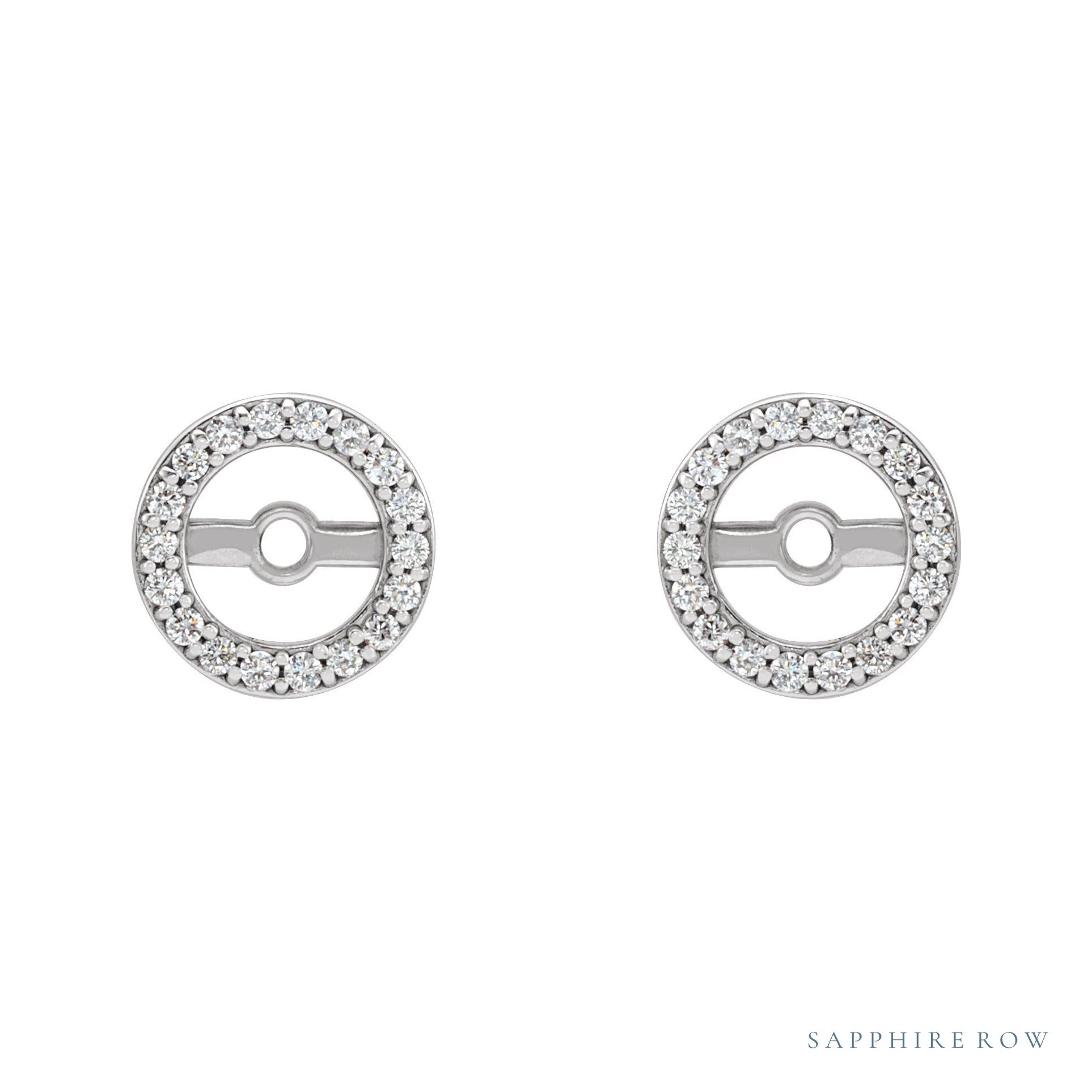 Sapphire Row Natural Diamond Halo Jacket Earrings - Platinum, 4.6 mm (view 2)