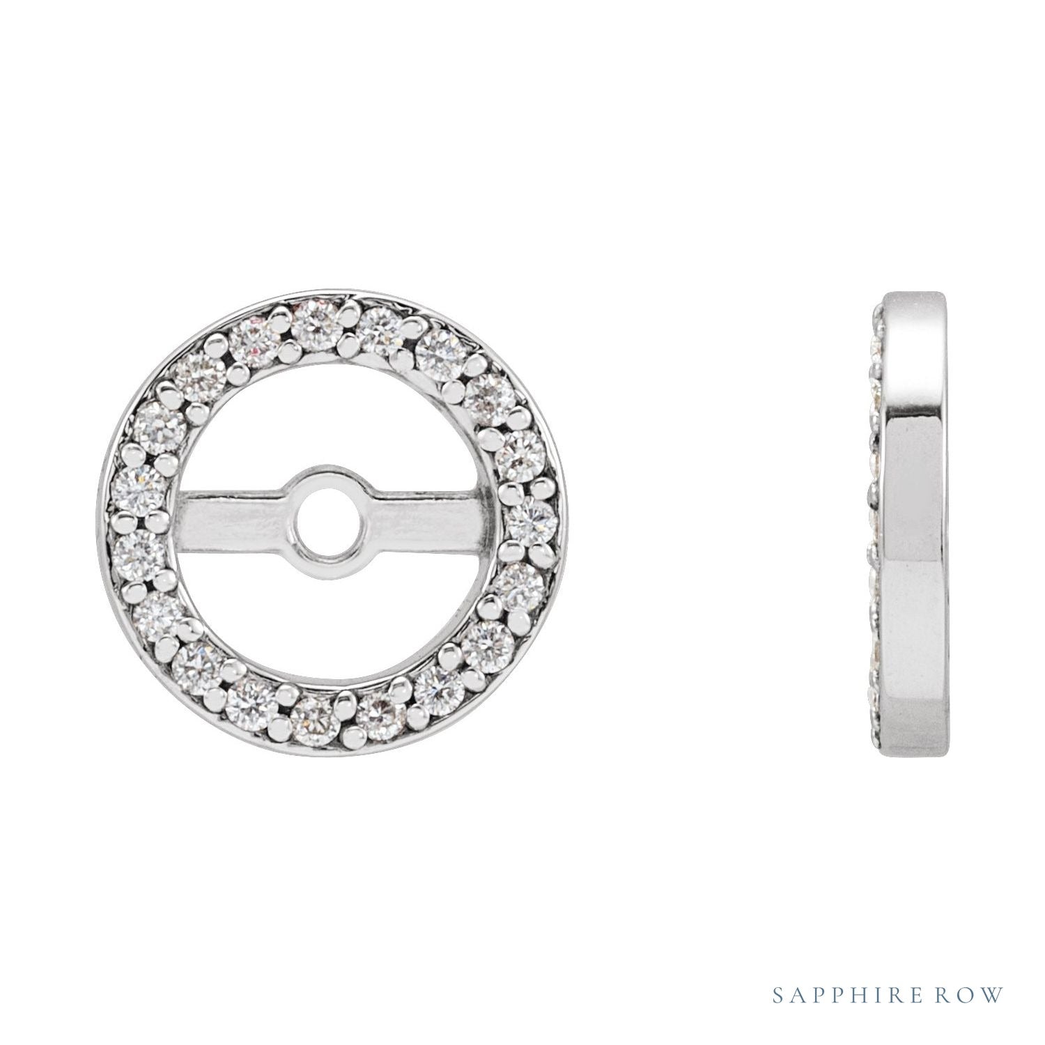 Sapphire Row Natural Diamond Halo Jacket Earrings - Platinum, 5.3 mm