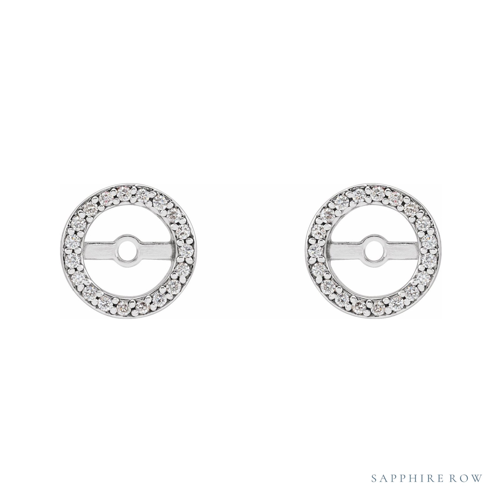 Sapphire Row Natural Diamond Halo Jacket Earrings - Platinum, 5.3 mm (view 2)