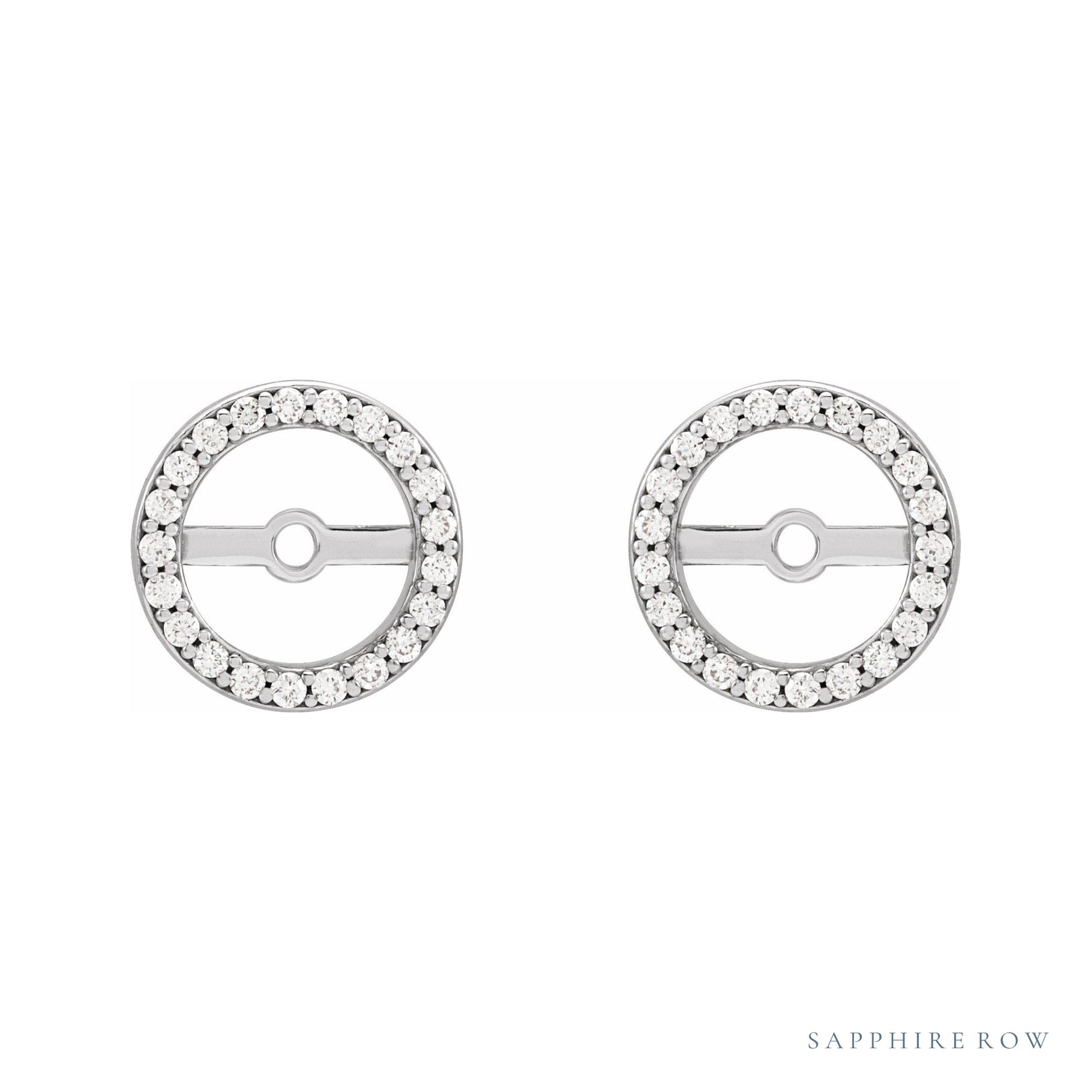 Sapphire Row Natural Diamond Halo Jacket Earrings - Platinum, 6.1 mm (view 2)