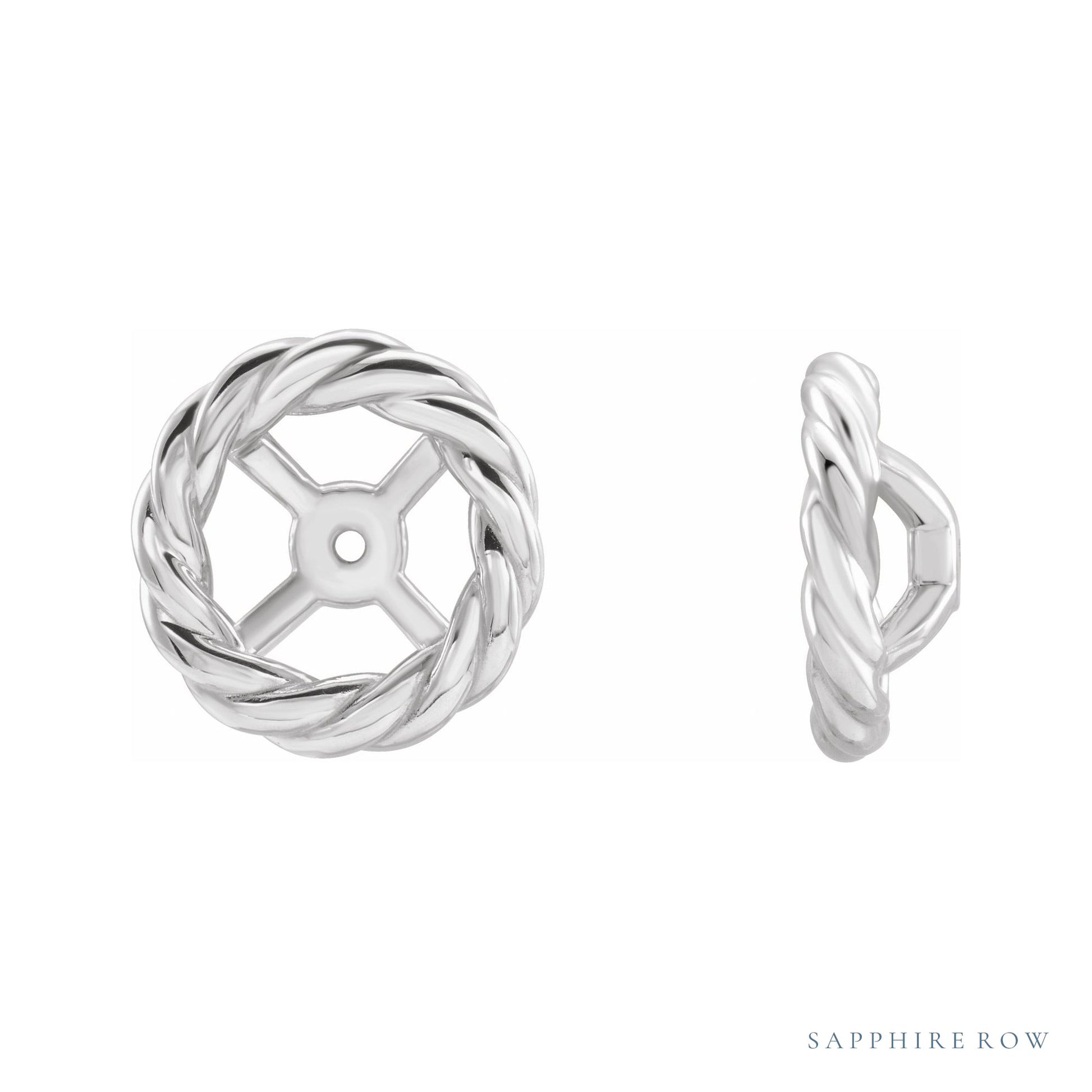 Sapphire Row Gold Rope Jacket Earrings - Platinum, 6 mm