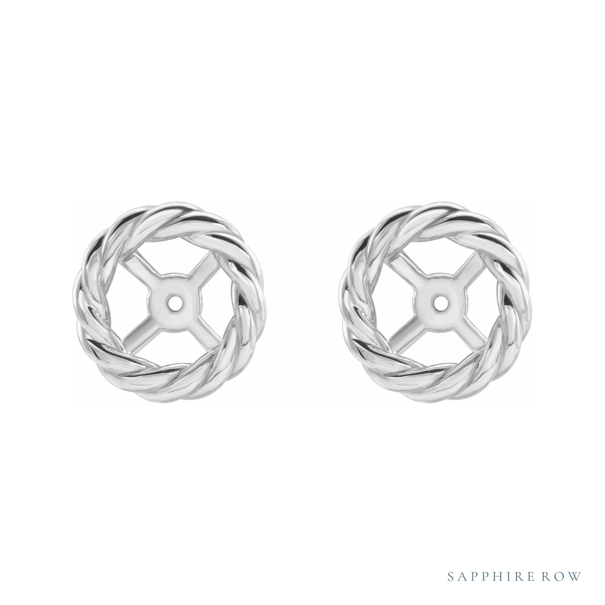 Sapphire Row Gold Rope Jacket Earrings - Platinum, 6 mm (view 2)