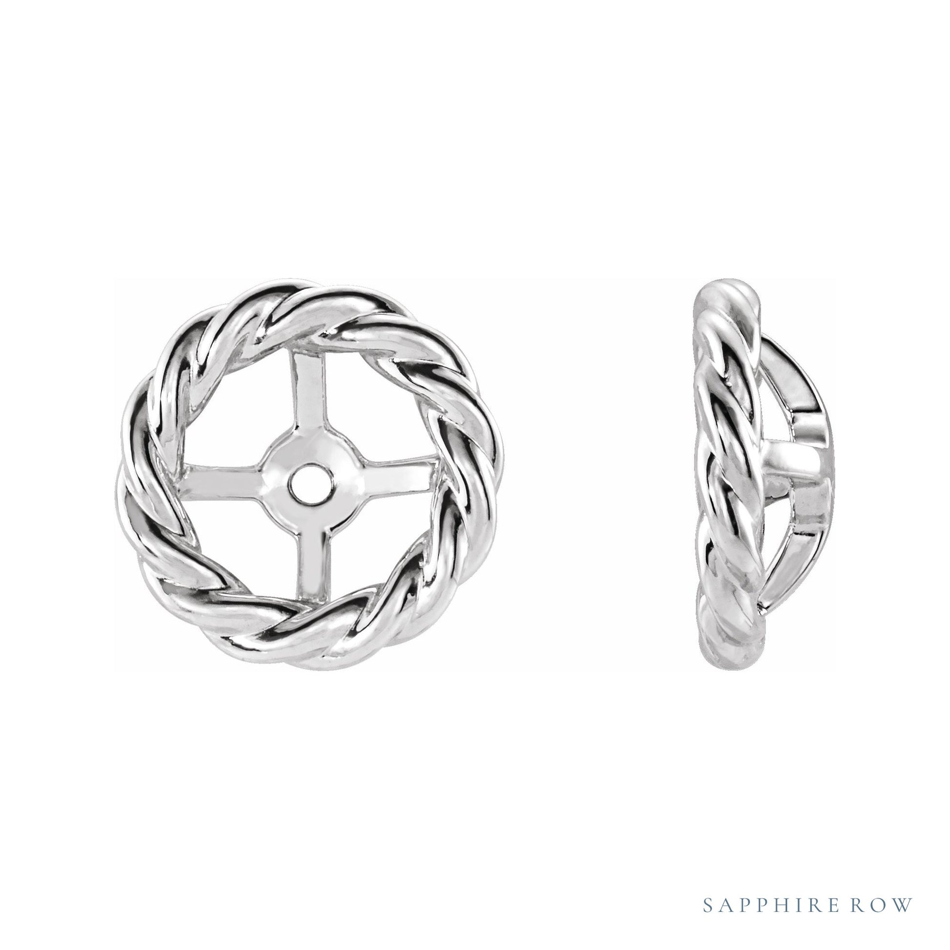 Sapphire Row Gold Rope Jacket Earrings - Platinum, 8 mm