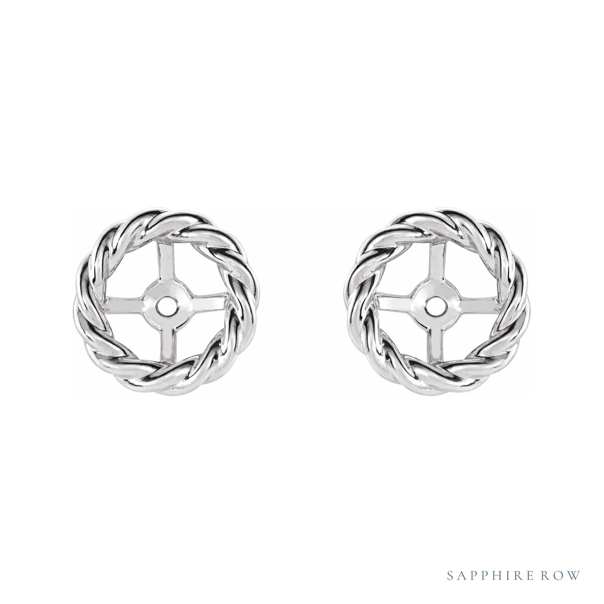 Sapphire Row Gold Rope Jacket Earrings - Platinum, 8 mm (view 2)