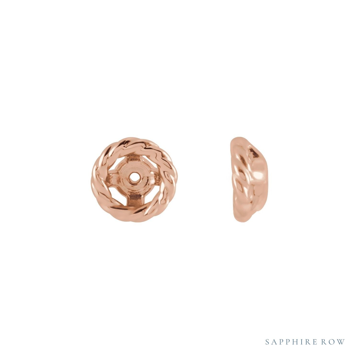 Sapphire Row Gold Rope Jacket Earrings - 14K Rose Gold, 4 mm