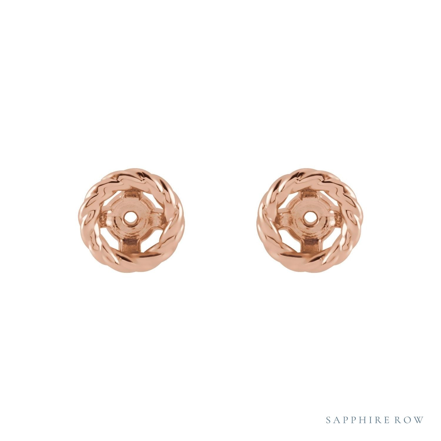 Sapphire Row Gold Rope Jacket Earrings - 14K Rose Gold, 4 mm (view 2)
