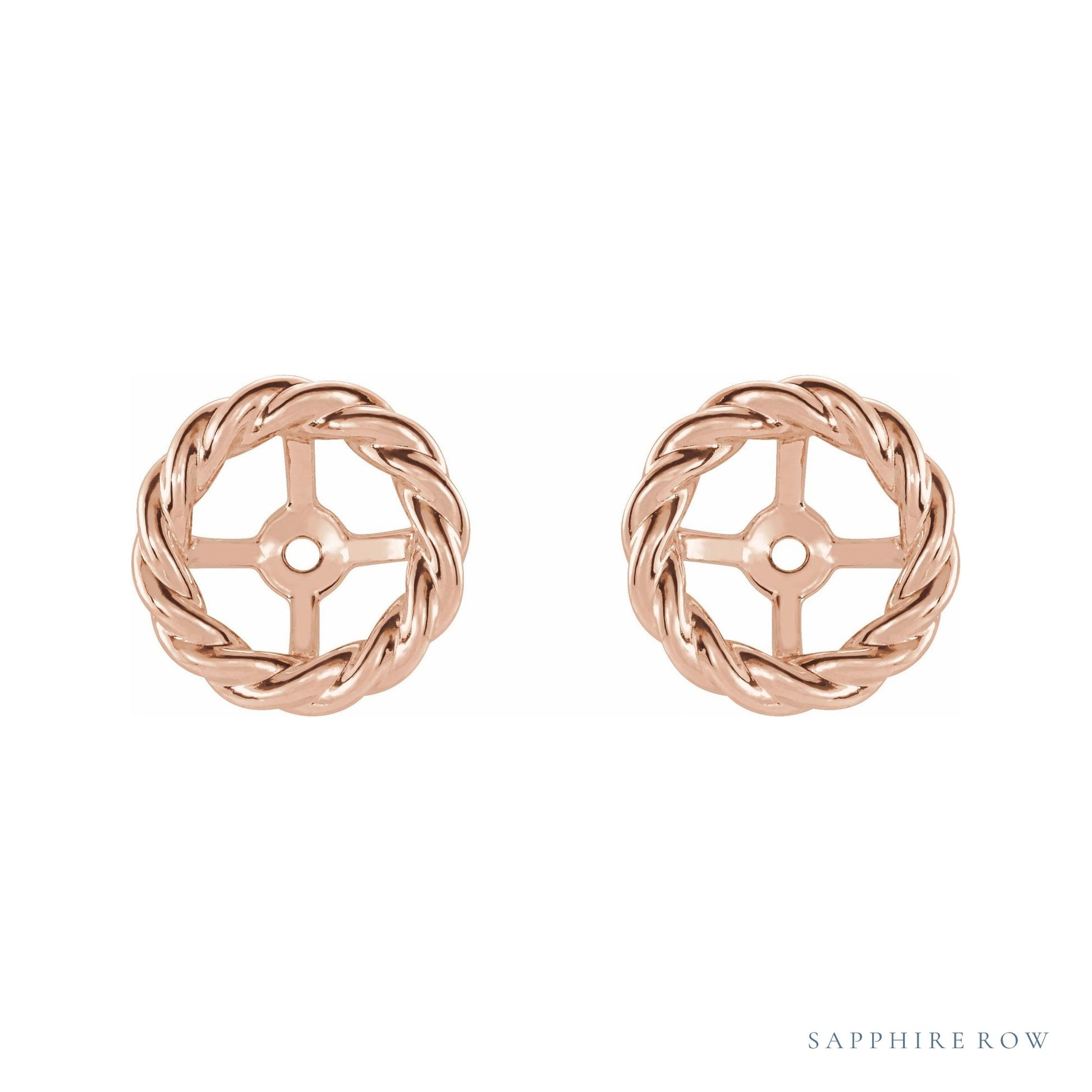 Sapphire Row Gold Rope Jacket Earrings - 14K Rose Gold, 6 mm (view 2)