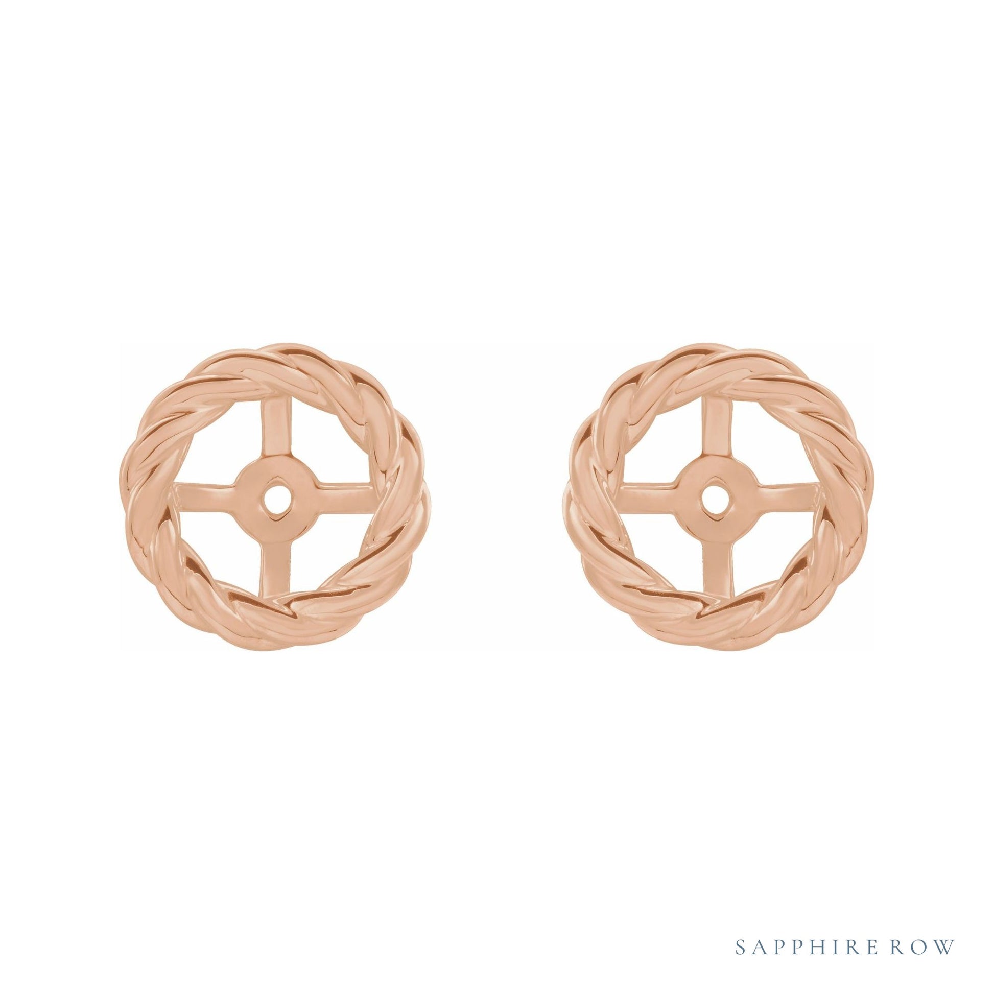 Sapphire Row Gold Rope Jacket Earrings - 14K Rose Gold, 8 mm (view 2)