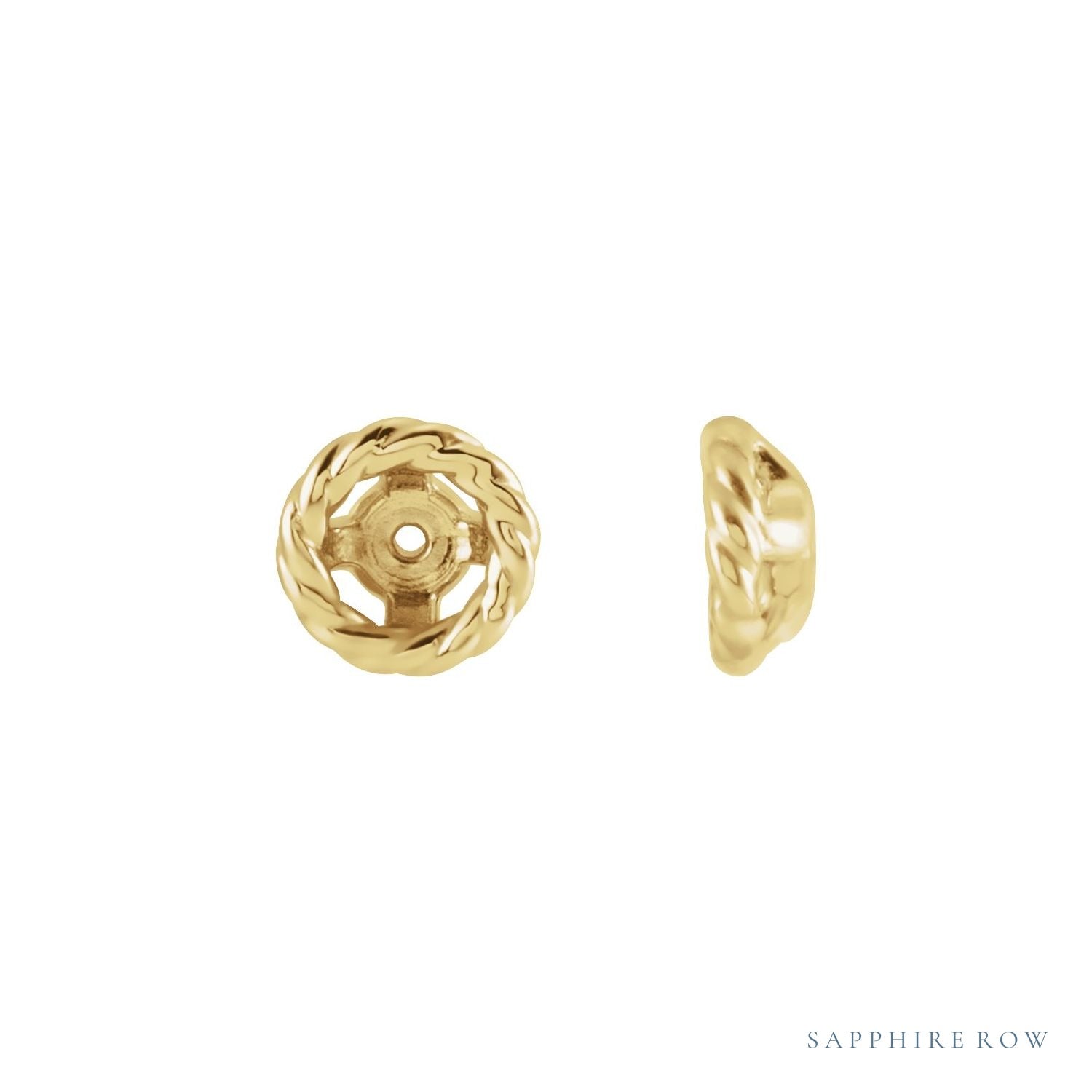 Sapphire Row Gold Rope Jacket Earrings - 14K Yellow Gold, 4 mm