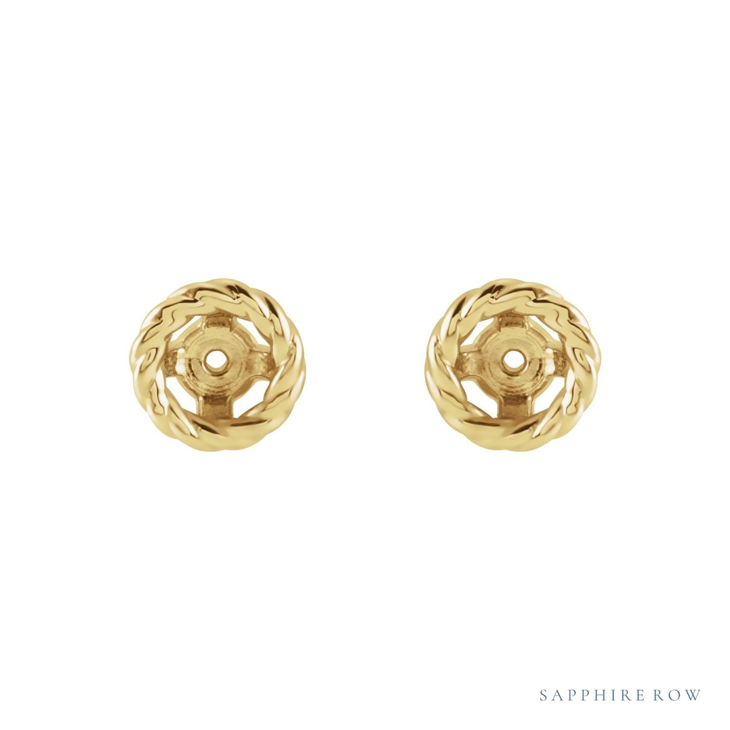 Sapphire Row Gold Rope Jacket Earrings - 14K Yellow Gold, 4 mm (view 2)