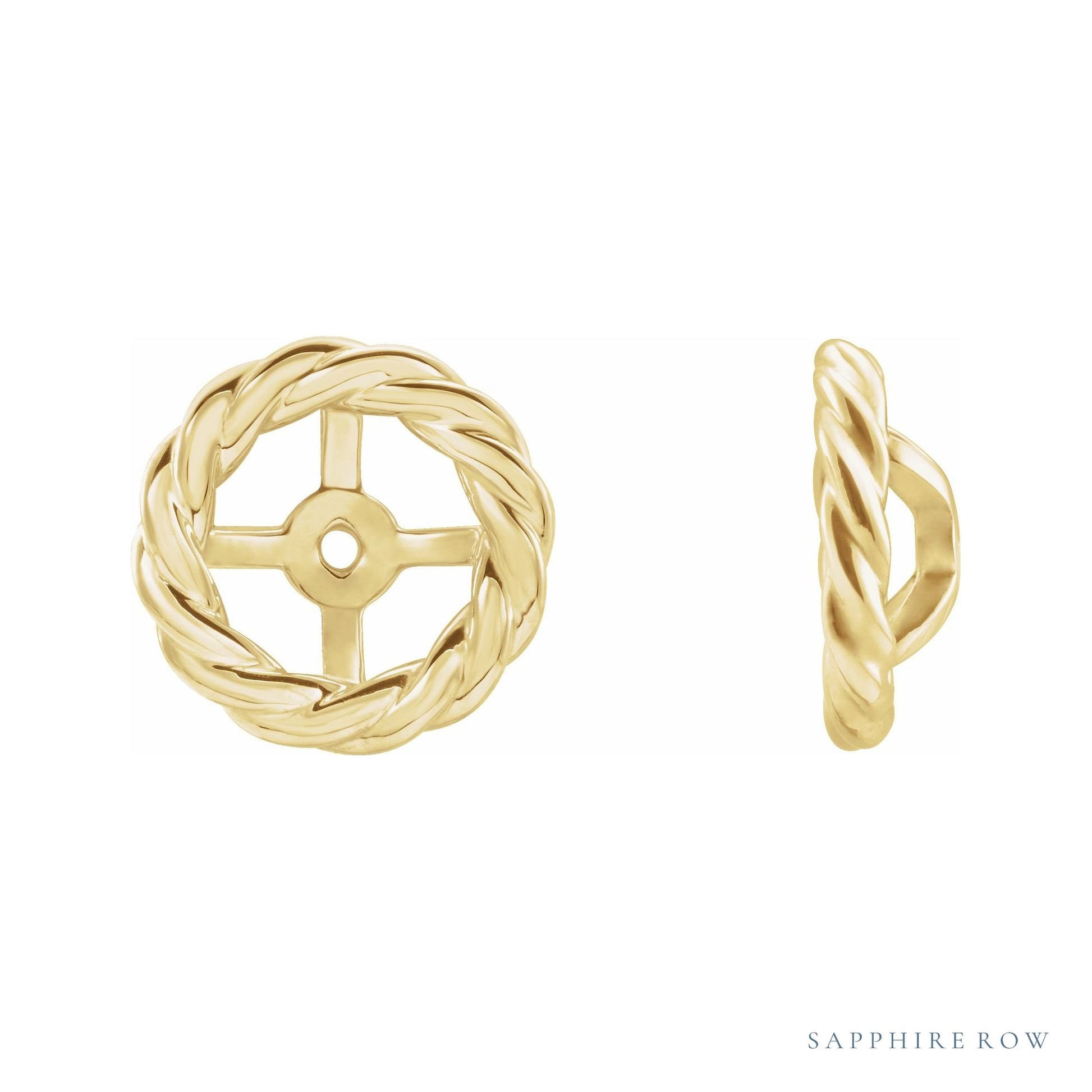Sapphire Row Gold Rope Jacket Earrings - 14K Yellow Gold, 6 mm