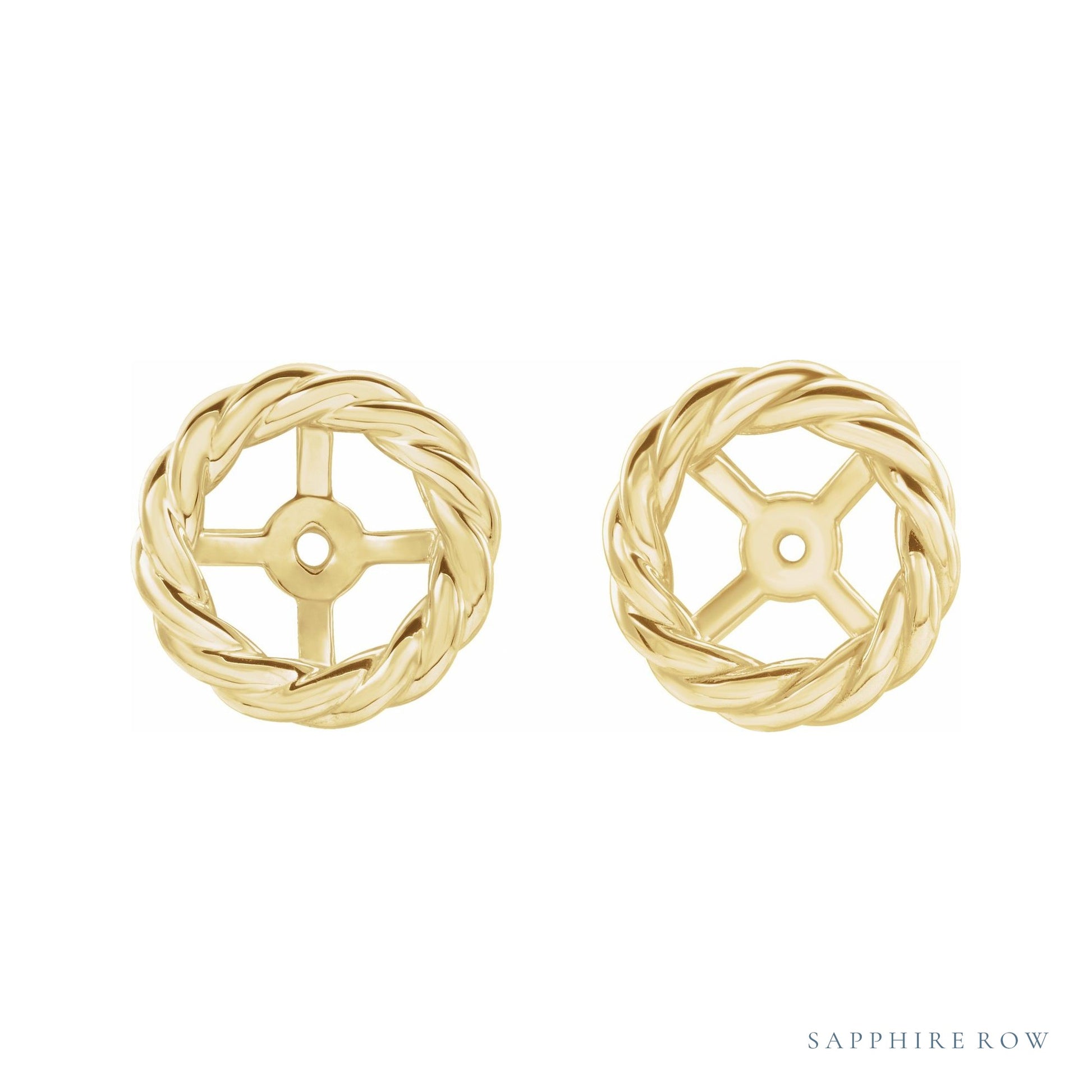 Sapphire Row Gold Rope Jacket Earrings - 14K Yellow Gold, 6 mm (view 2)