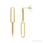 Sapphire Row Gold Paperclip Link Earrings - 14K Yellow Gold