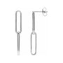 Sapphire Row Gold Paperclip Link Earrings - 14K White Gold