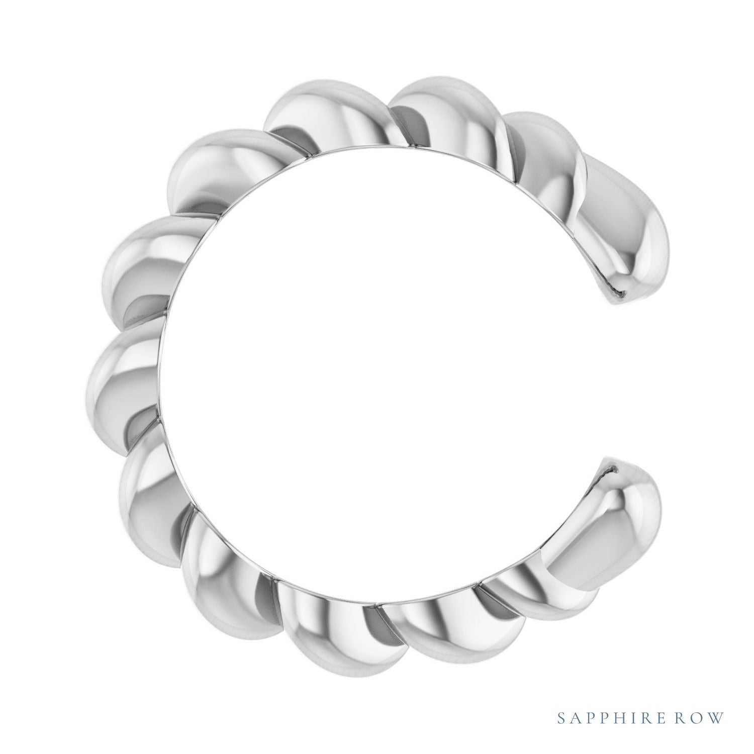 Sapphire Row Gold Rope Ear Cuff - Platinum
