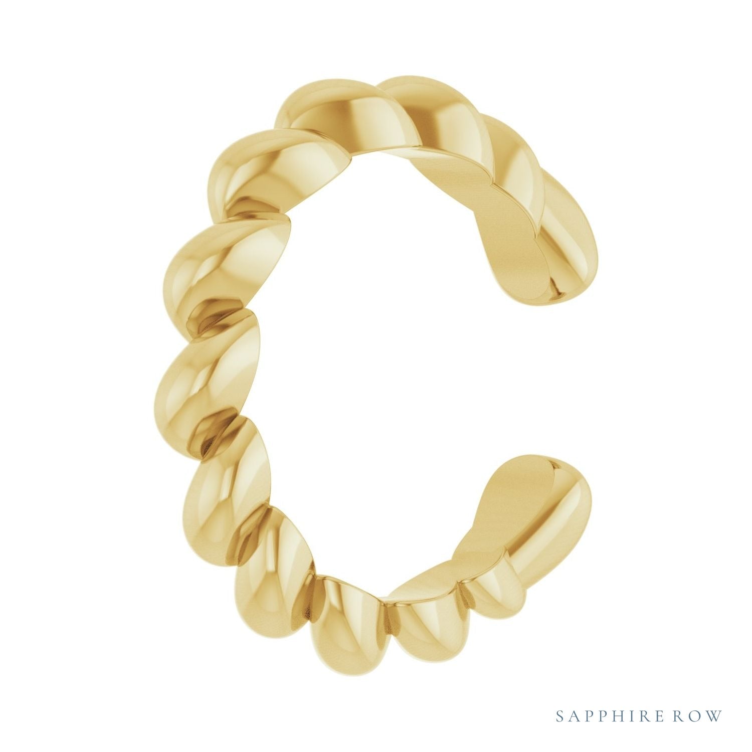 Sapphire Row Gold Rope Ear Cuff - 10K Yellow Gold (view 2)