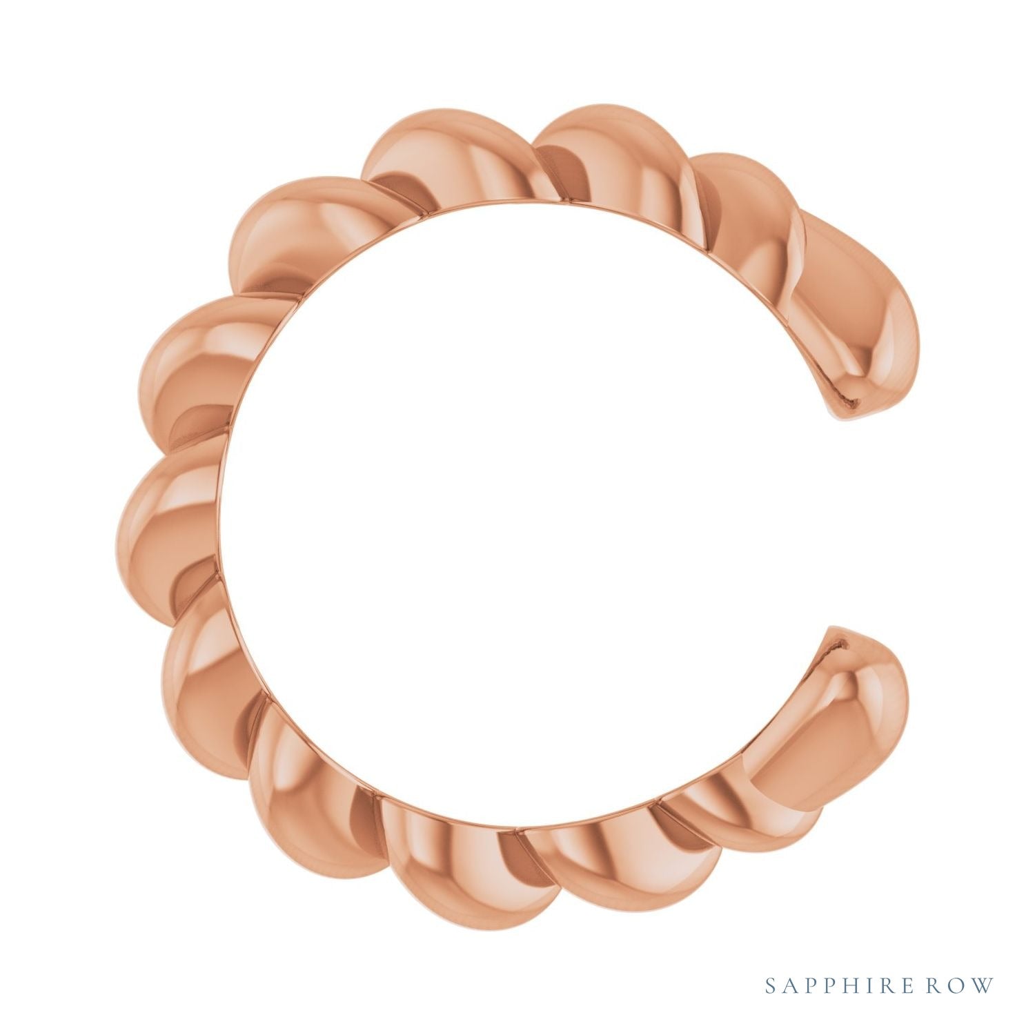 Sapphire Row Gold Rope Ear Cuff - 14K Rose Gold