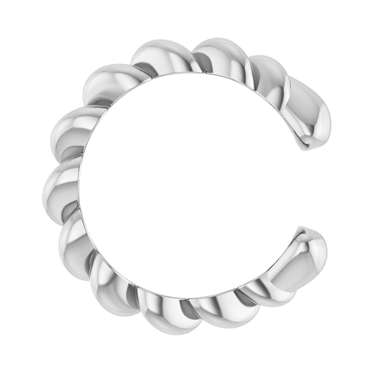 Sapphire Row Gold Rope Ear Cuff - 10K White Gold