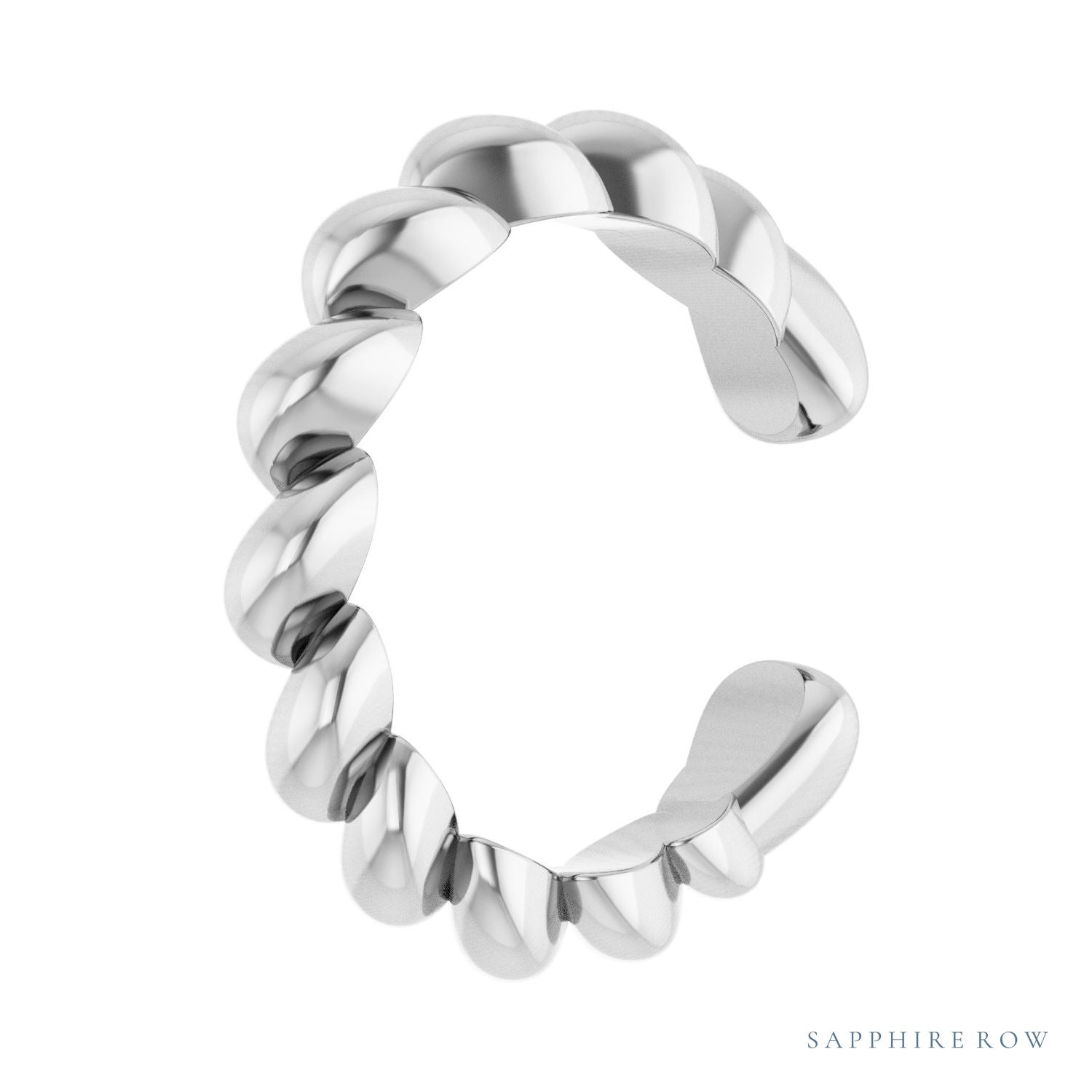Sapphire Row Gold Rope Ear Cuff - 14K White Gold (view 2)