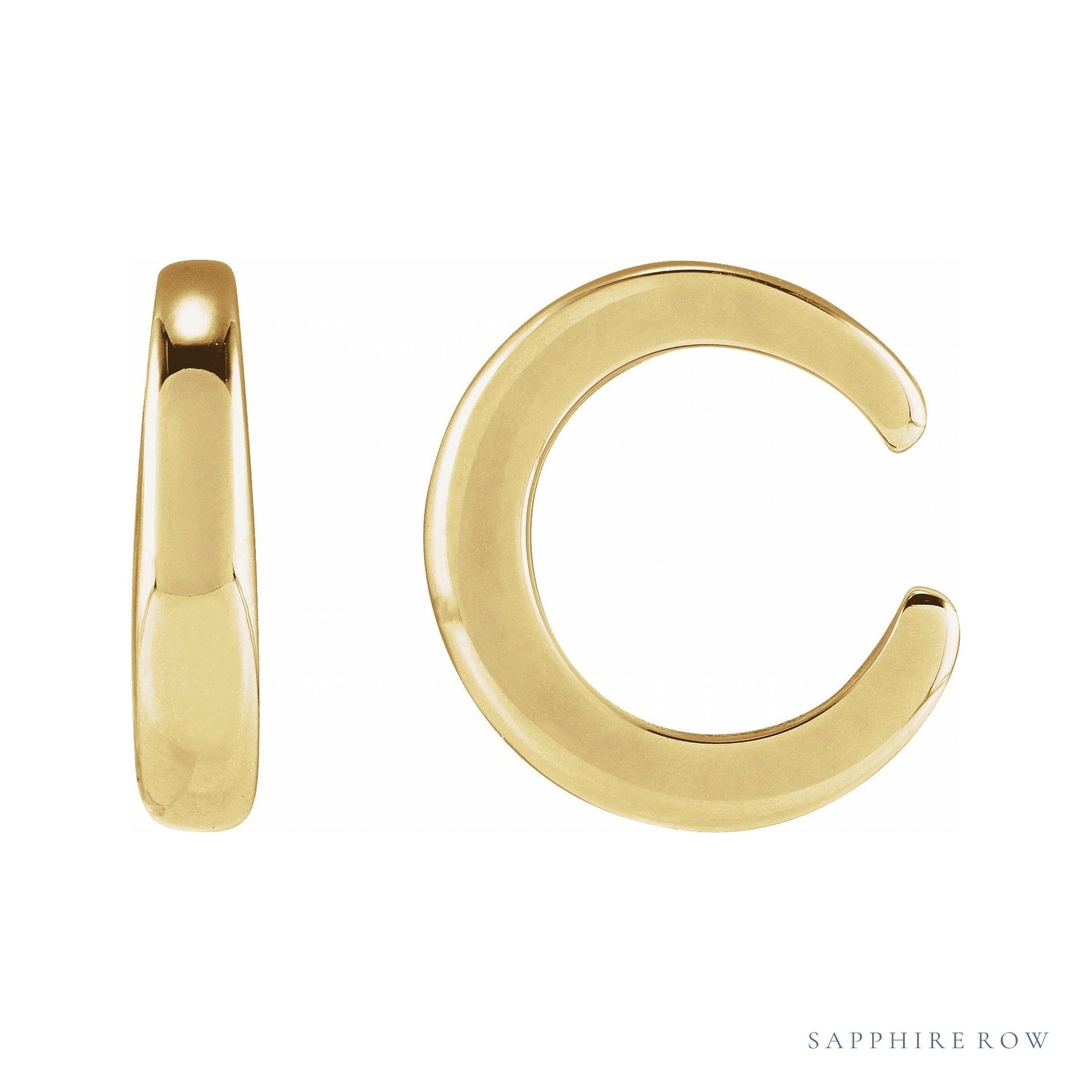 Sapphire Row Gold Domed Ear Cuff - 10K Yellow Gold