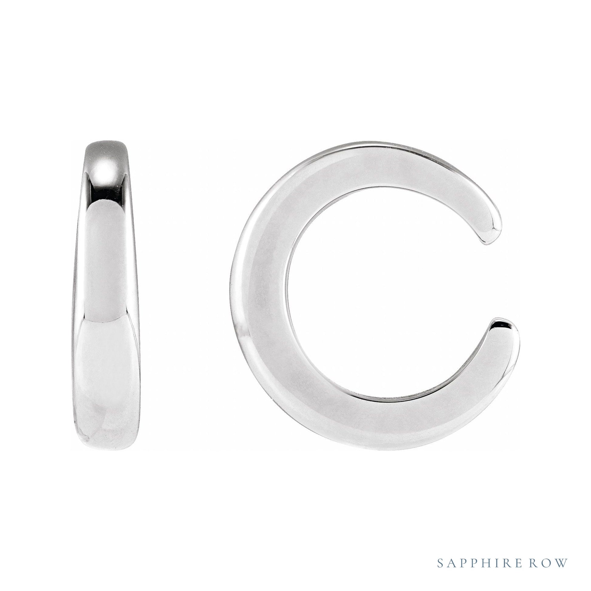 Sapphire Row Gold Domed Ear Cuff - 10K White Gold