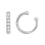 Sapphire Row Natural Diamond Ear Cuff - 14K White Gold