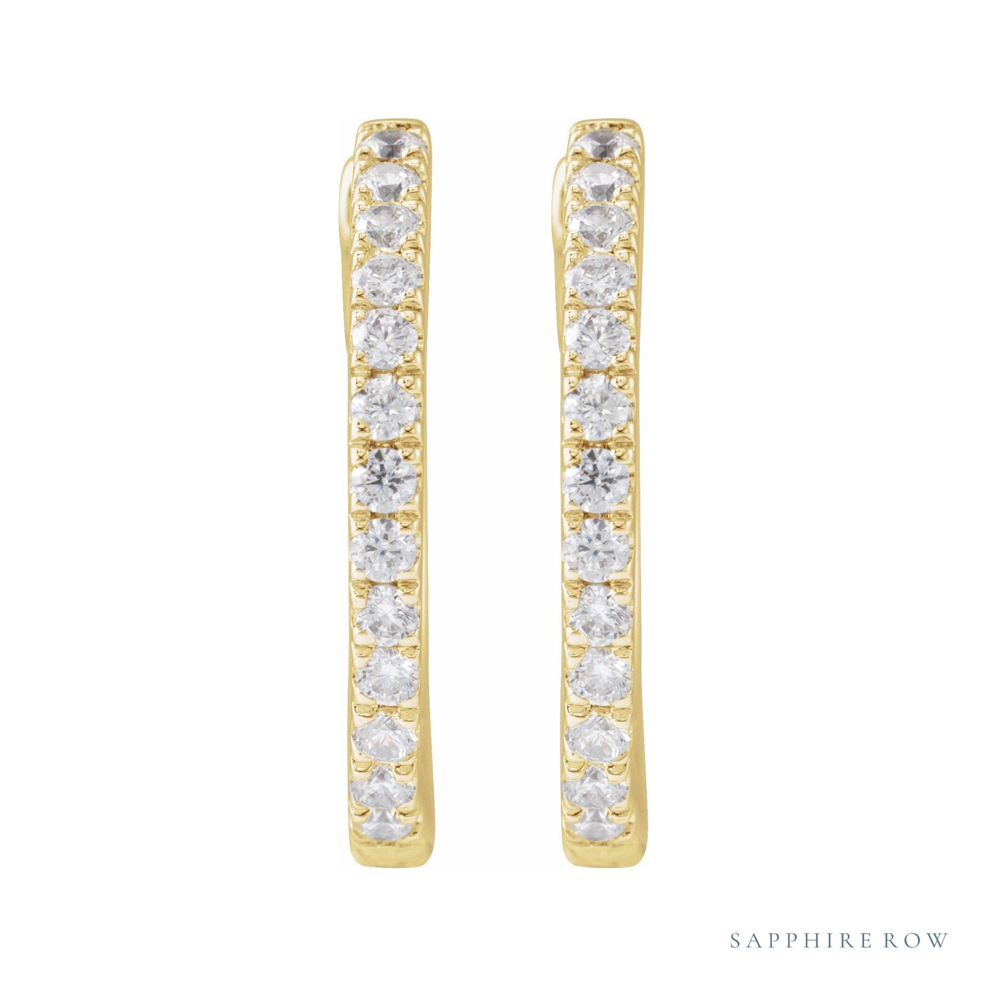 Sapphire Row Lab-Grown Diamond Pavé Huggie Earrings - 14K Yellow Gold, 16.3 mm (view 2)