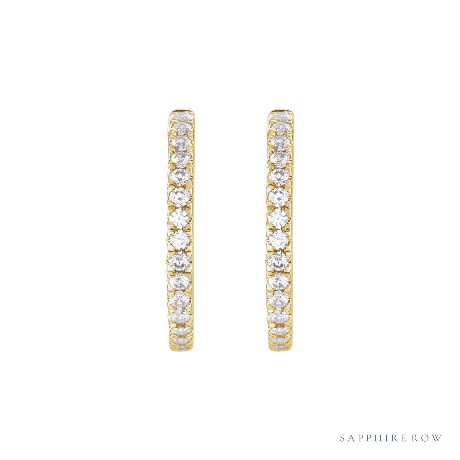 Sapphire Row Lab-Grown Diamond Pavé Huggie Earrings - 14K Yellow Gold, 17.4 mm (view 2)