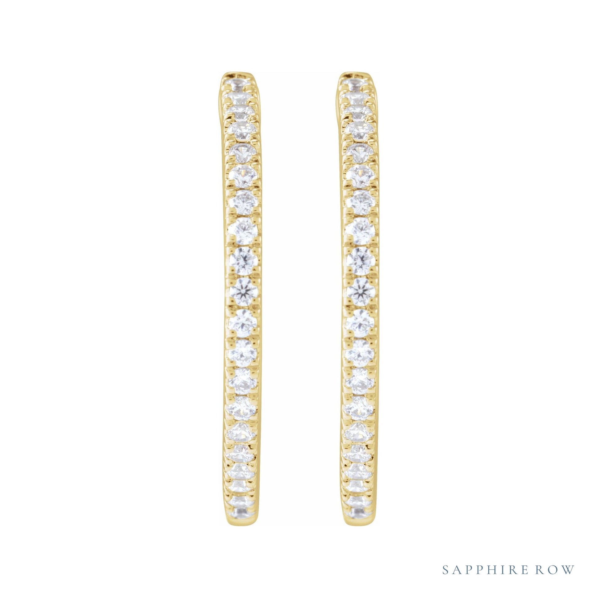 Sapphire Row Lab-Grown Diamond Pavé Huggie Earrings - 14K Yellow Gold, 22.9 mm (view 2)