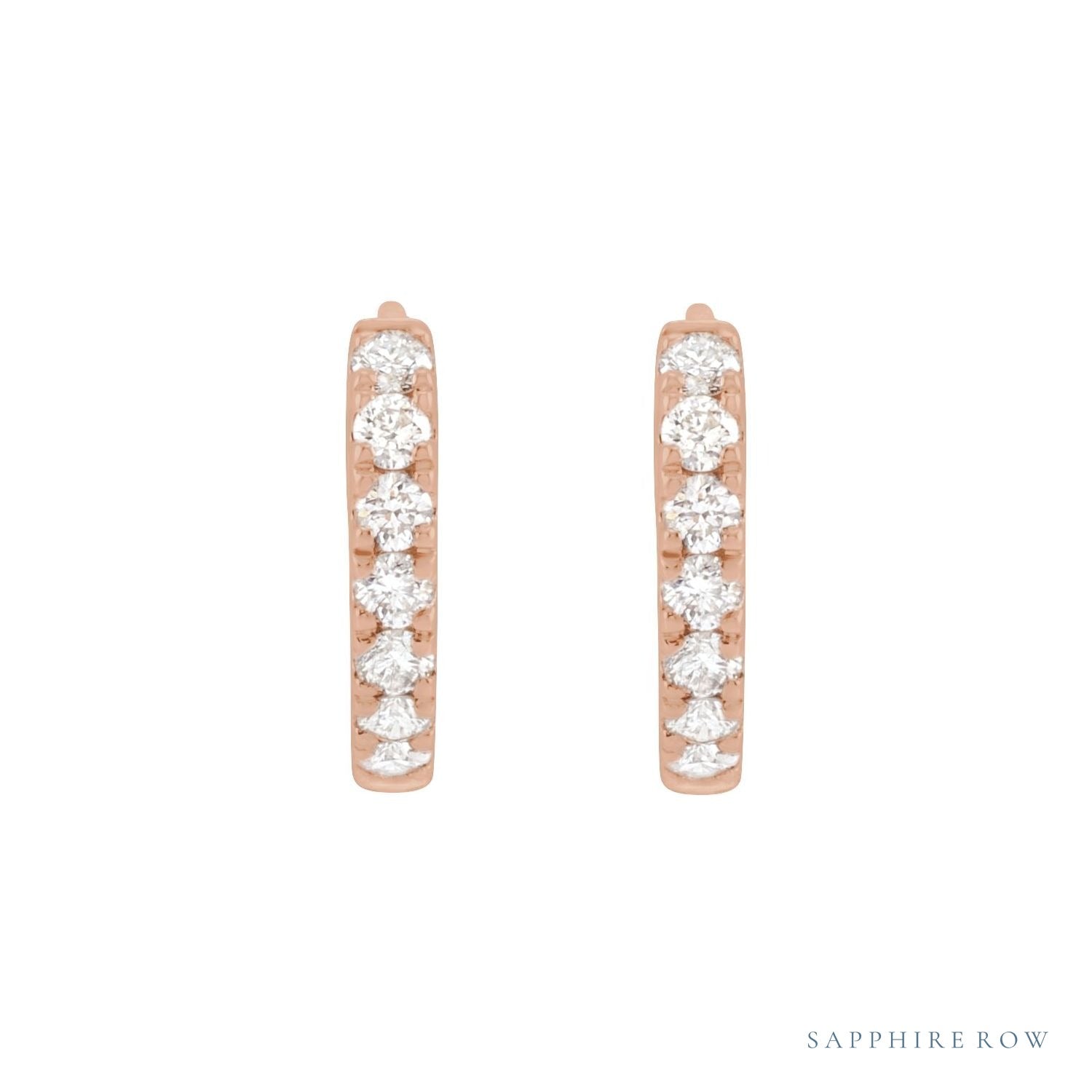 Sapphire Row Lab-Grown Diamond Pavé Huggie Earrings - 14K Rose Gold, 10 mm (view 2)