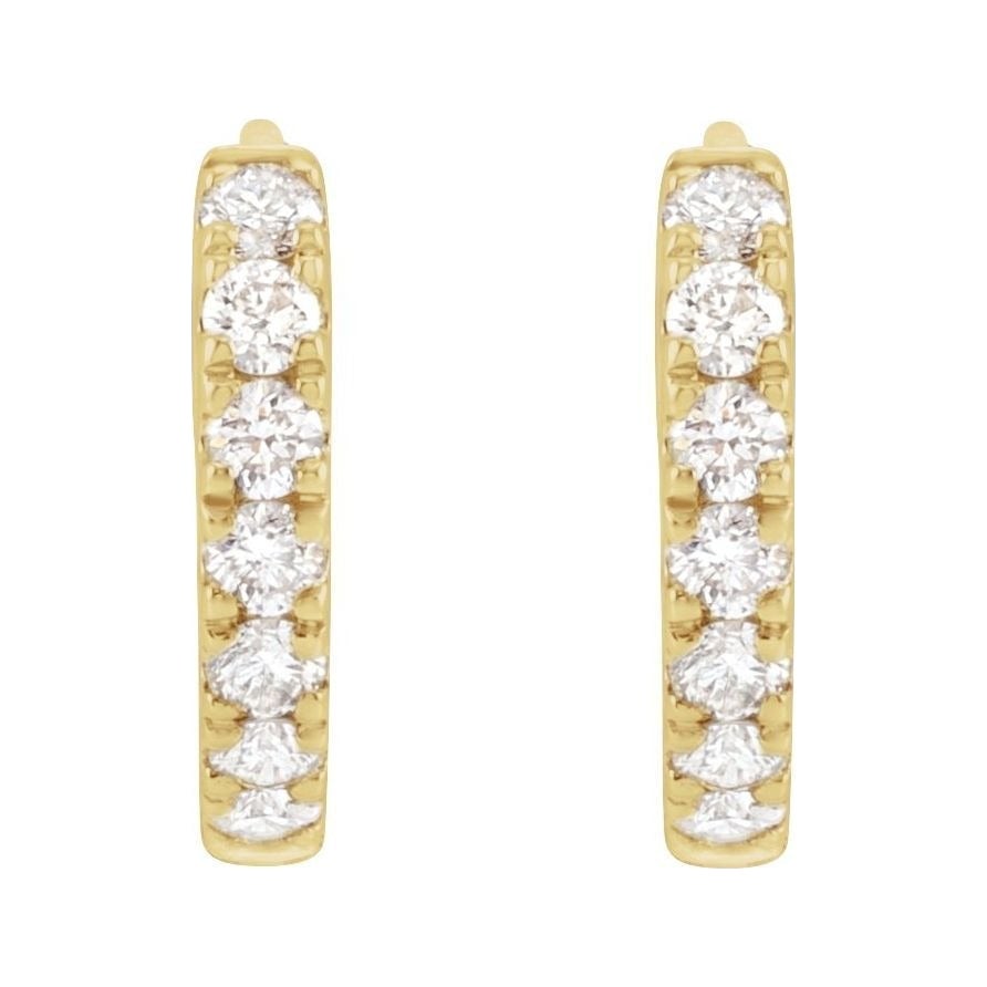 Sapphire Row Lab-Grown Diamond Pavé Huggie Earrings - 14K Yellow Gold, 10 mm (view 2)