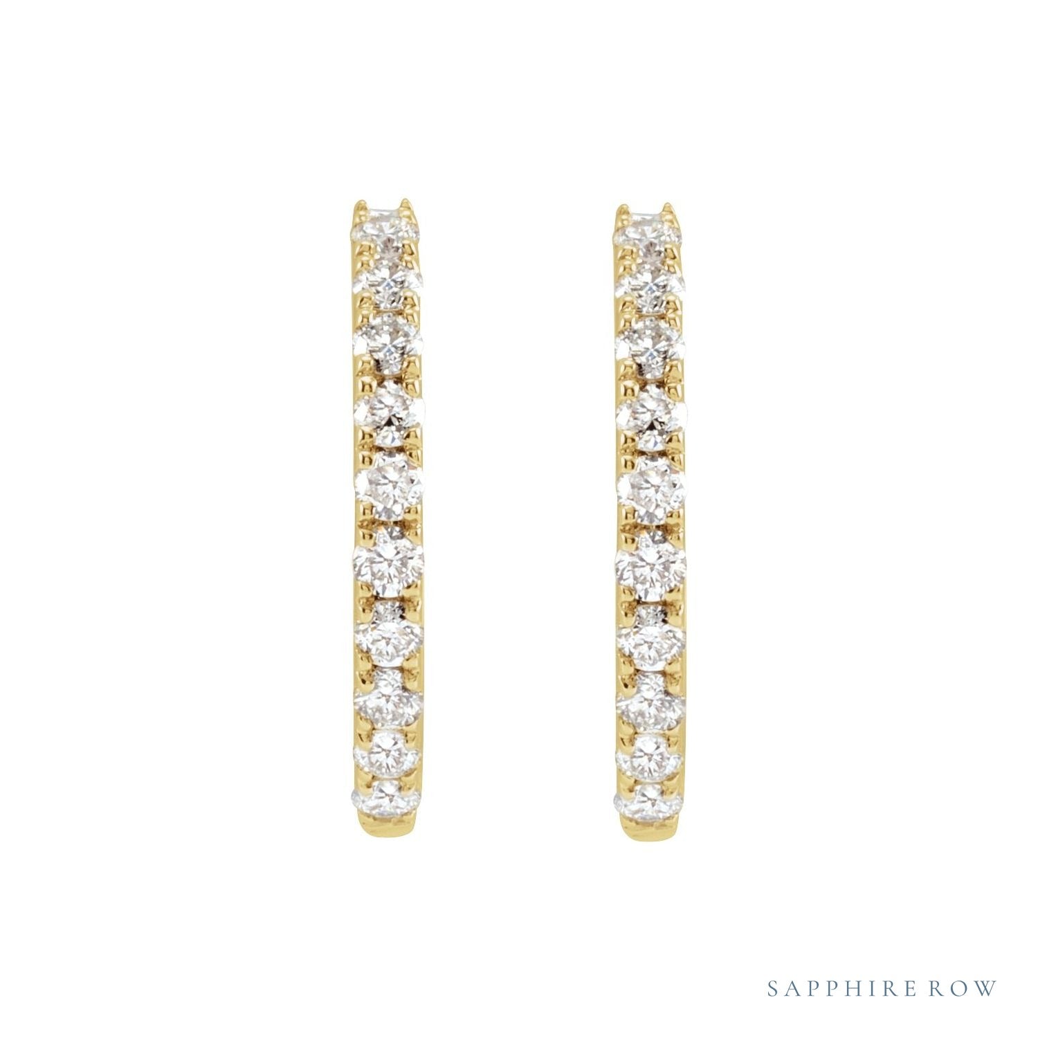 Sapphire Row Lab-Grown Diamond Pavé Huggie Earrings - 14K Yellow Gold, 14 mm (view 2)