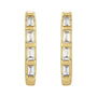 Sapphire Row Natural Gemstone Baguette Huggie Earrings - Diamond, 14K Yellow Gold (view 2)