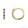 Sapphire Row Natural Gemstone Baguette Huggie Earrings - Blue Sapphire, 14K Yellow Gold