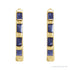 Sapphire Row Natural Gemstone Baguette Huggie Earrings - Blue Sapphire, 14K Yellow Gold (view 2)