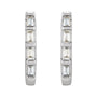 Sapphire Row Natural Gemstone Baguette Huggie Earrings - Diamond, 14K White Gold (view 2)