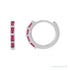 Sapphire Row Natural Gemstone Baguette Huggie Earrings - Ruby, 14K White Gold