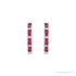 Sapphire Row Natural Gemstone Baguette Huggie Earrings - Ruby, 14K White Gold (view 2)