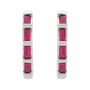 Sapphire Row Natural Gemstone Baguette Huggie Earrings - Ruby, 14K White Gold (view 2)