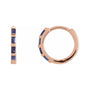Sapphire Row Natural Gemstone Baguette Huggie Earrings - Blue Sapphire, 14K Rose Gold