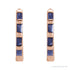 Sapphire Row Natural Gemstone Baguette Huggie Earrings - Blue Sapphire, 14K Rose Gold (view 2)