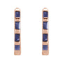 Sapphire Row Natural Gemstone Baguette Huggie Earrings - Blue Sapphire, 14K Rose Gold (view 2)