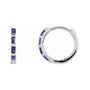 Sapphire Row Natural Gemstone Baguette Huggie Earrings - Blue Sapphire, 14K White Gold
