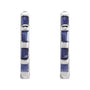 Sapphire Row Natural Gemstone Baguette Huggie Earrings - Blue Sapphire, 14K White Gold (view 2)